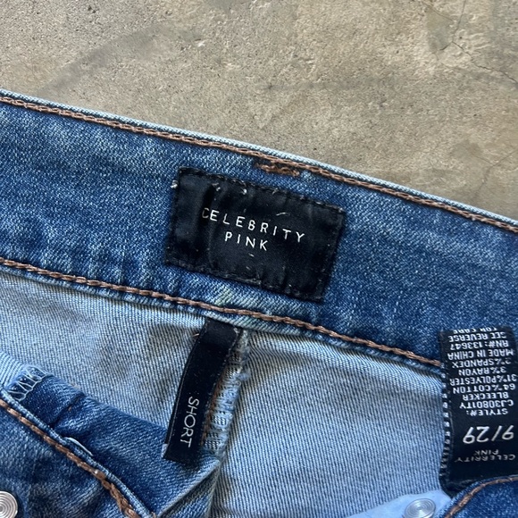 Celebrity Pink Blue Jean Shorts Distressed Frayed Hem - Picture 3 of 3